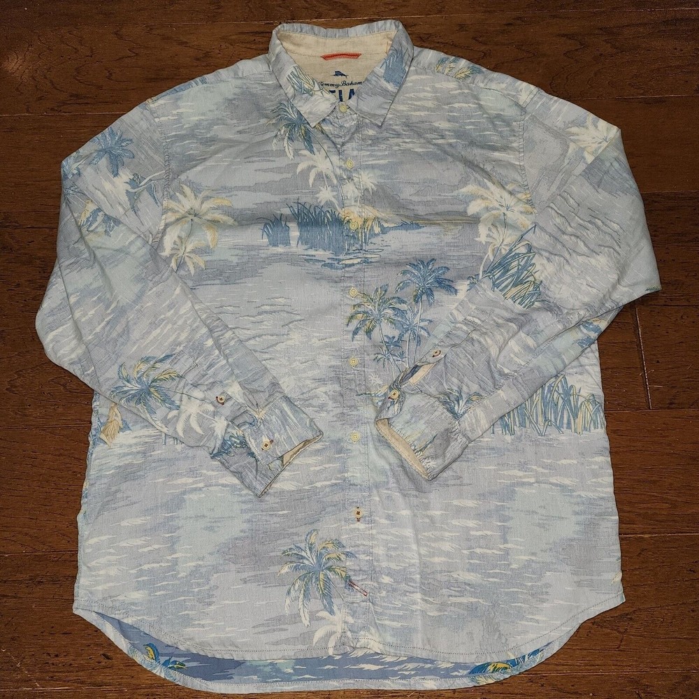 Tommy Bahama Button Up Hawaiian Shirt Men’s 2XL Blue Floral Aloha Relax